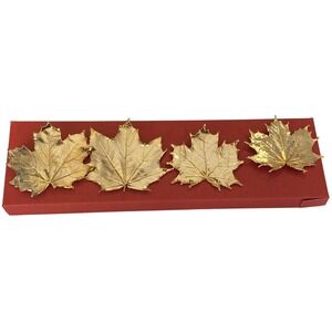 NEW The Nature Company 18K plated napkin rings set of 4 Leaves
